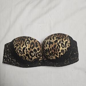 VICTORIA'S SECRET VERY SEXY Push UP Leopard Print Strapless 34B Bra Resort wear